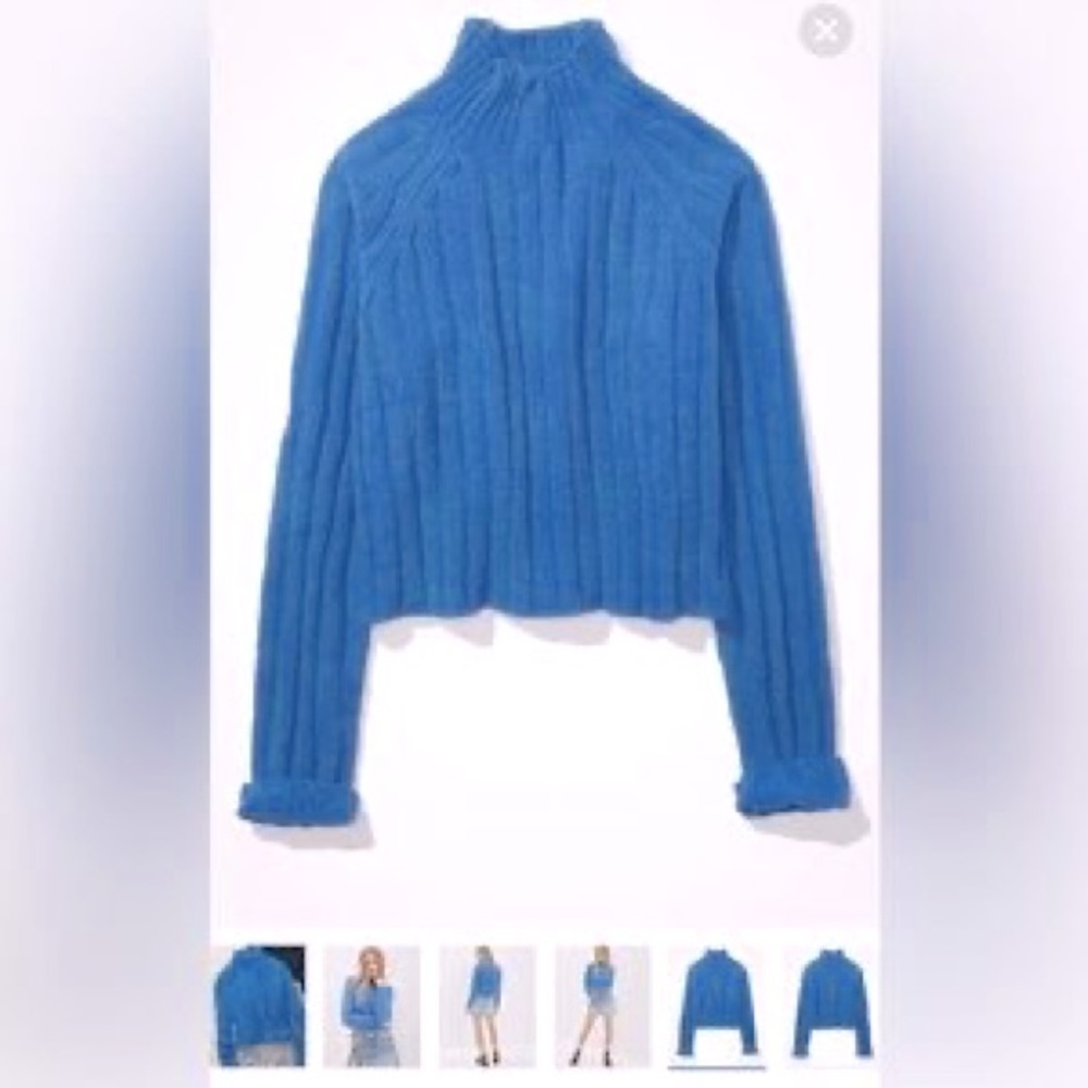 American Eagle | Snowsoft Mock Neck Sweater | Blue | Size Small